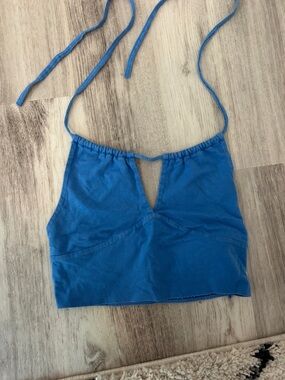 Blue Halter Crop Top